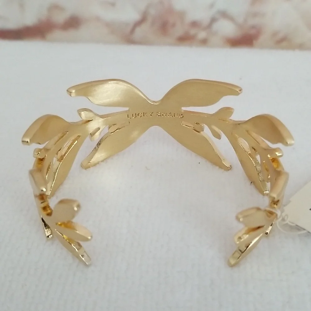 New Lucky Brand Organic Leaf Cuff Bracelet - Picture 3 of 7